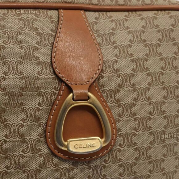 CELINE Macadam Canvas Shoulder Bag Beige Gold Auth - Picture 10 of 16